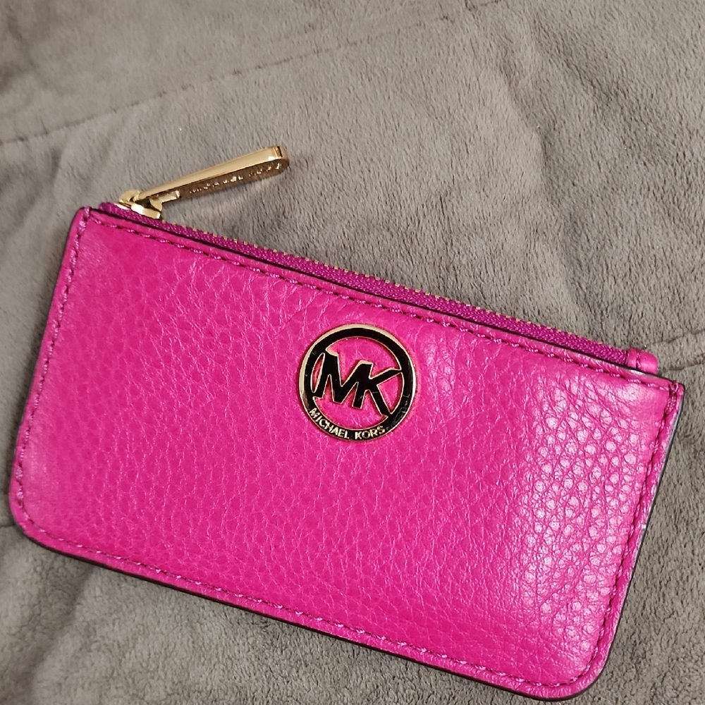 Michael Kors Fuchsia Leather Zip Pouch